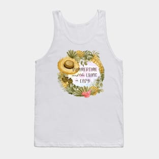 Summertime Living is Easy Tropical Boho Floral Wreath Tank Top